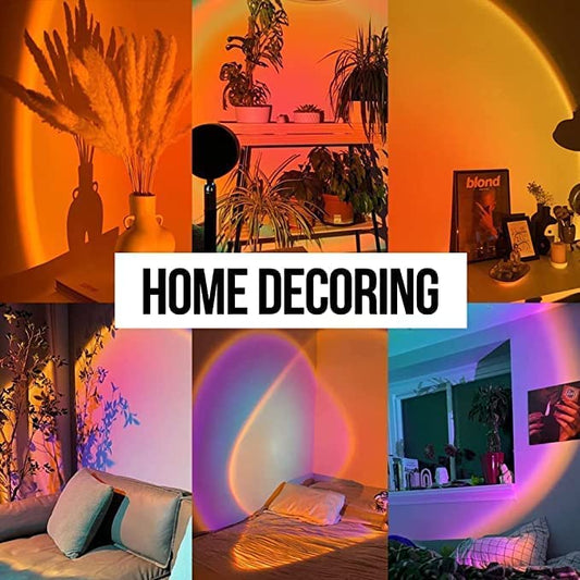 Remote Control Sunset Projection Lamp 16 Colors Changing Rainbow Sun Halo Led