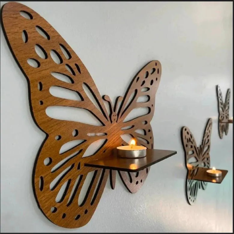 Lifestyle Glory Brand Decorative Butterfly Wall Shelf, Decoration Candlestick