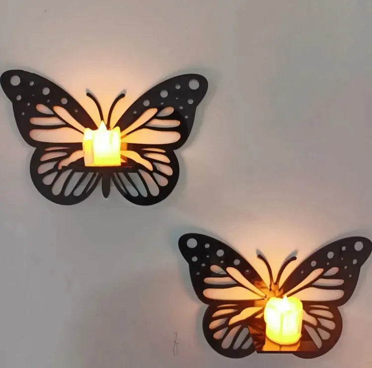 Lifestyle Glory Brand Decorative Butterfly Wall Shelf, Decoration Candlestick