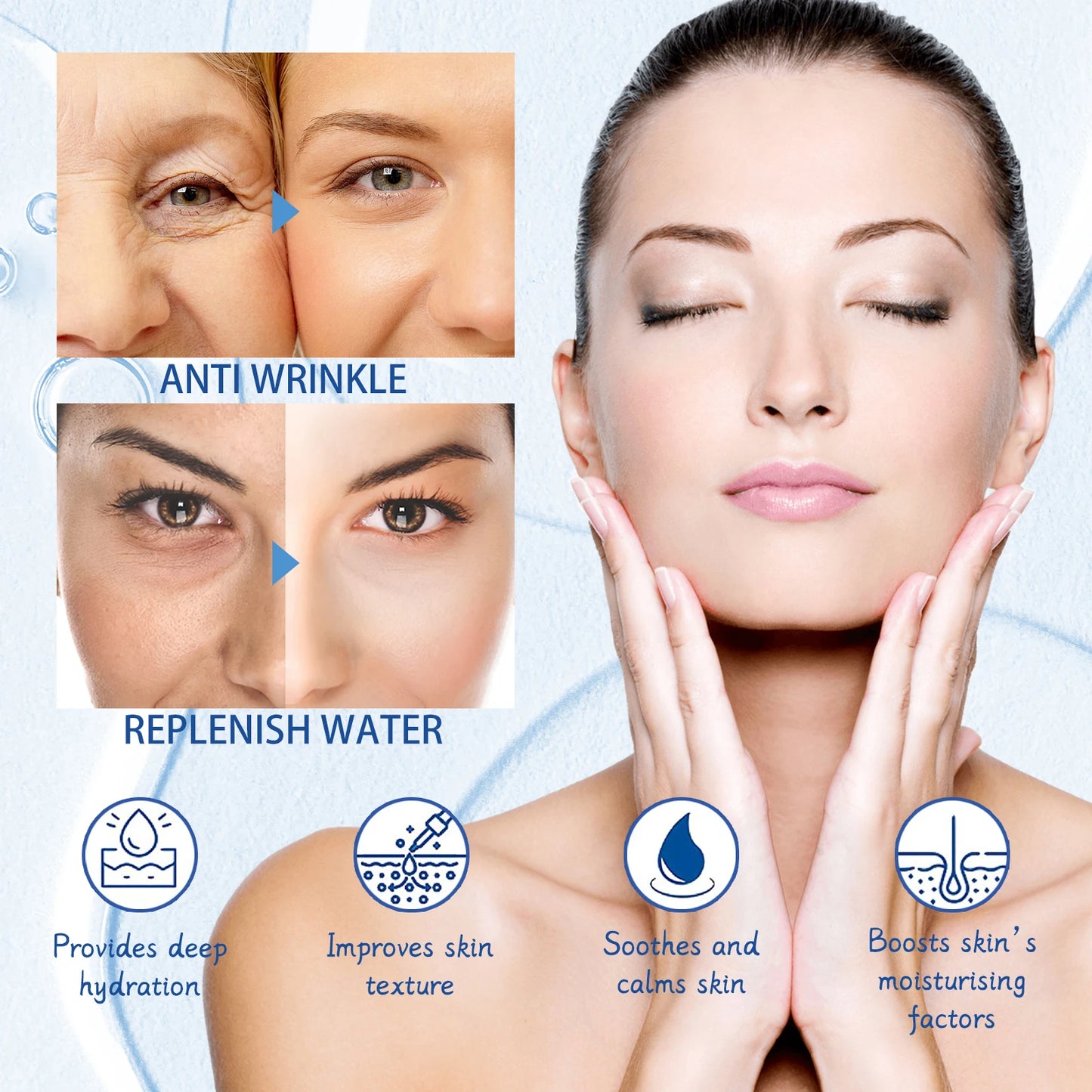 Ordinary Hyaluronic Acid Serum for Face Anti Wr-inkle Shrink pores Hydrating Moisturizing Essence Firming Lifting Skin Care