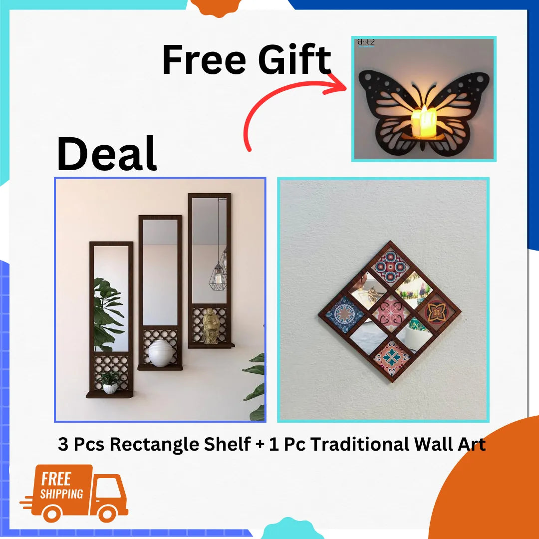 Dotz Brand Wall decorations items, Wooden wall shelf for bedroom, Wooden wall