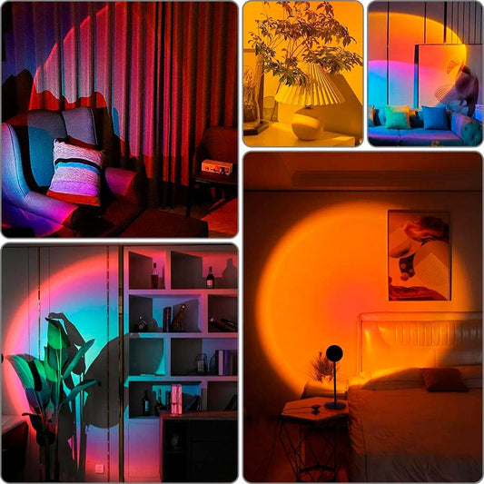 Remote Control Sunset Projection Lamp 16 Colors Changing Rainbow Sun Halo Led