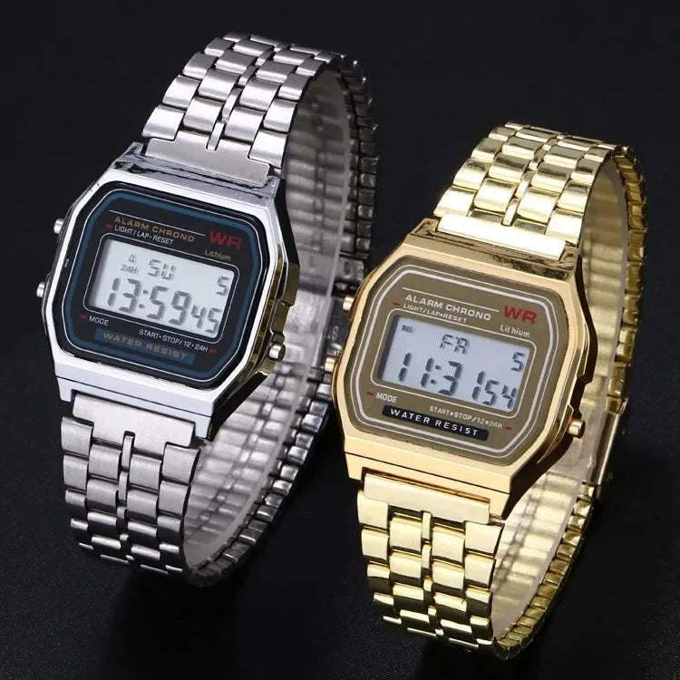 Vintage Silver Classic Digital Wrist Watch