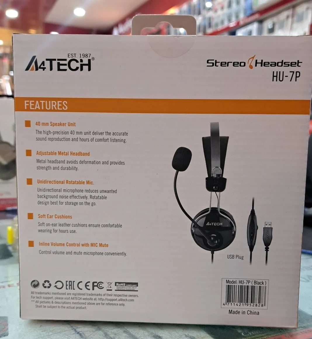A4 tech HU-7P ComfortFit Stereo USB Headset with mic for PC/PS4/GAMING