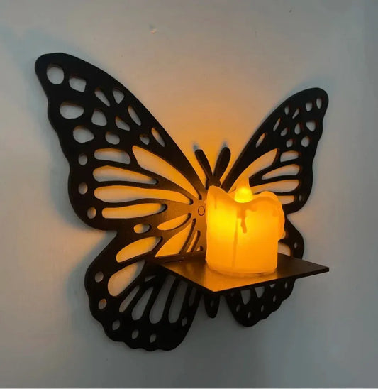 Lifestyle Glory Brand Decorative Butterfly Wall Shelf, Decoration Candlestick