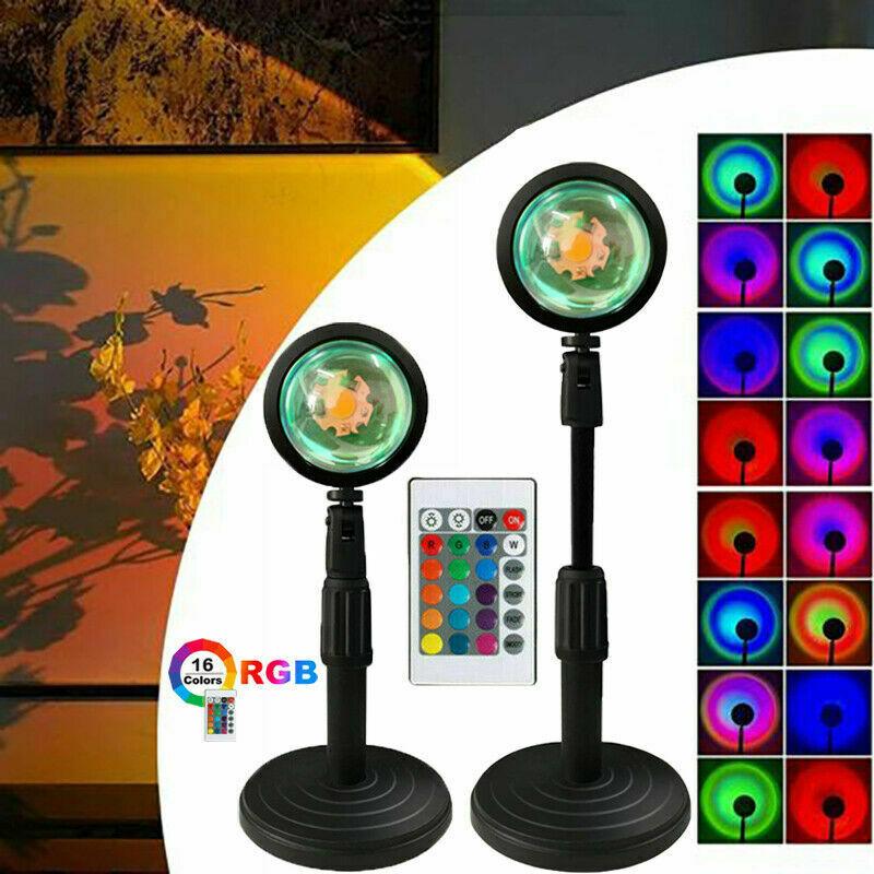 Remote Control Sunset Projection Lamp 16 Colors Changing Rainbow Sun Halo Led