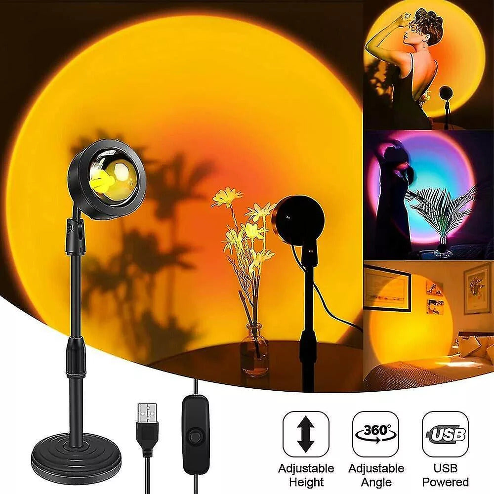 Remote Control Sunset Projection Lamp 16 Colors Changing Rainbow Sun Halo Led