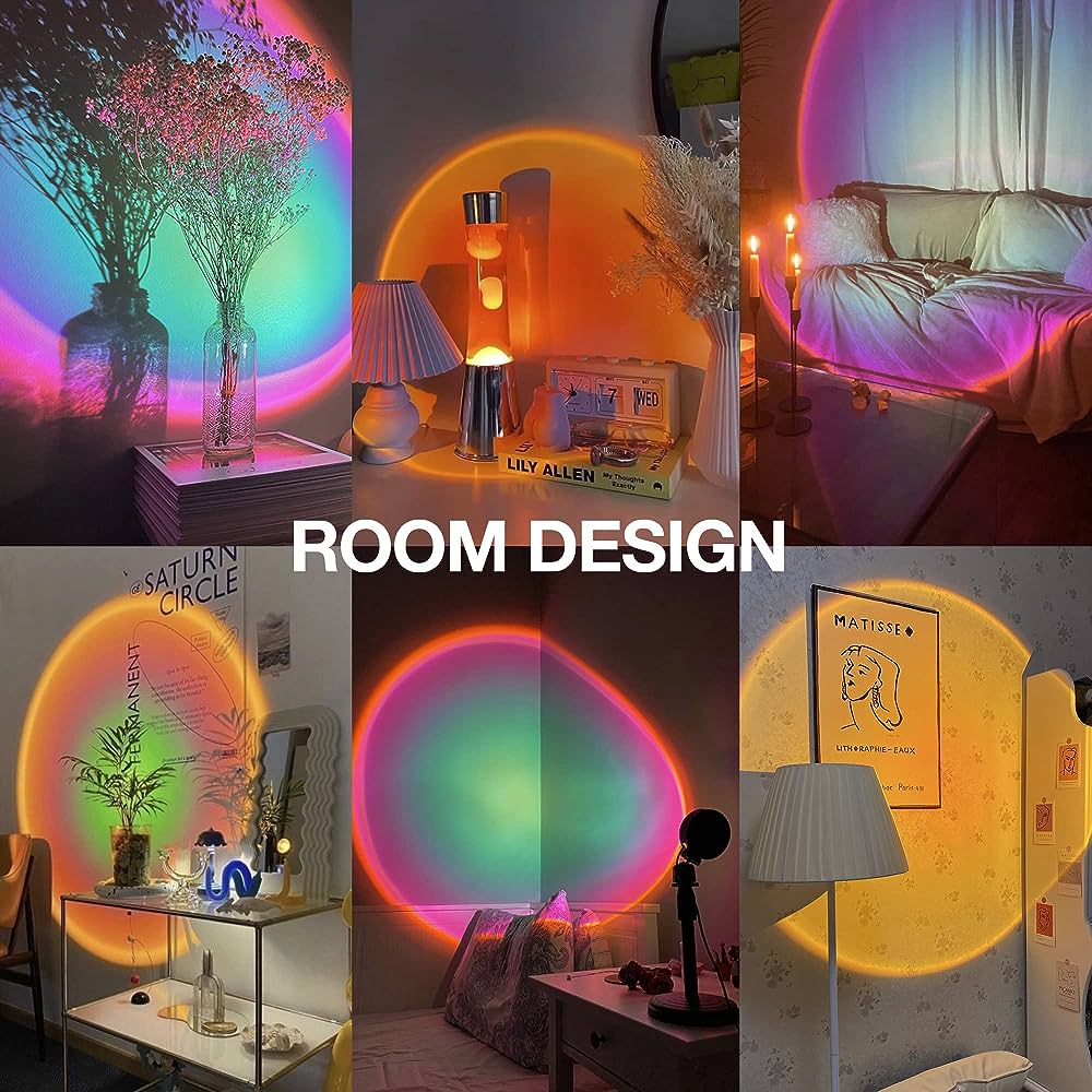 Remote Control Sunset Projection Lamp 16 Colors Changing Rainbow Sun Halo Led