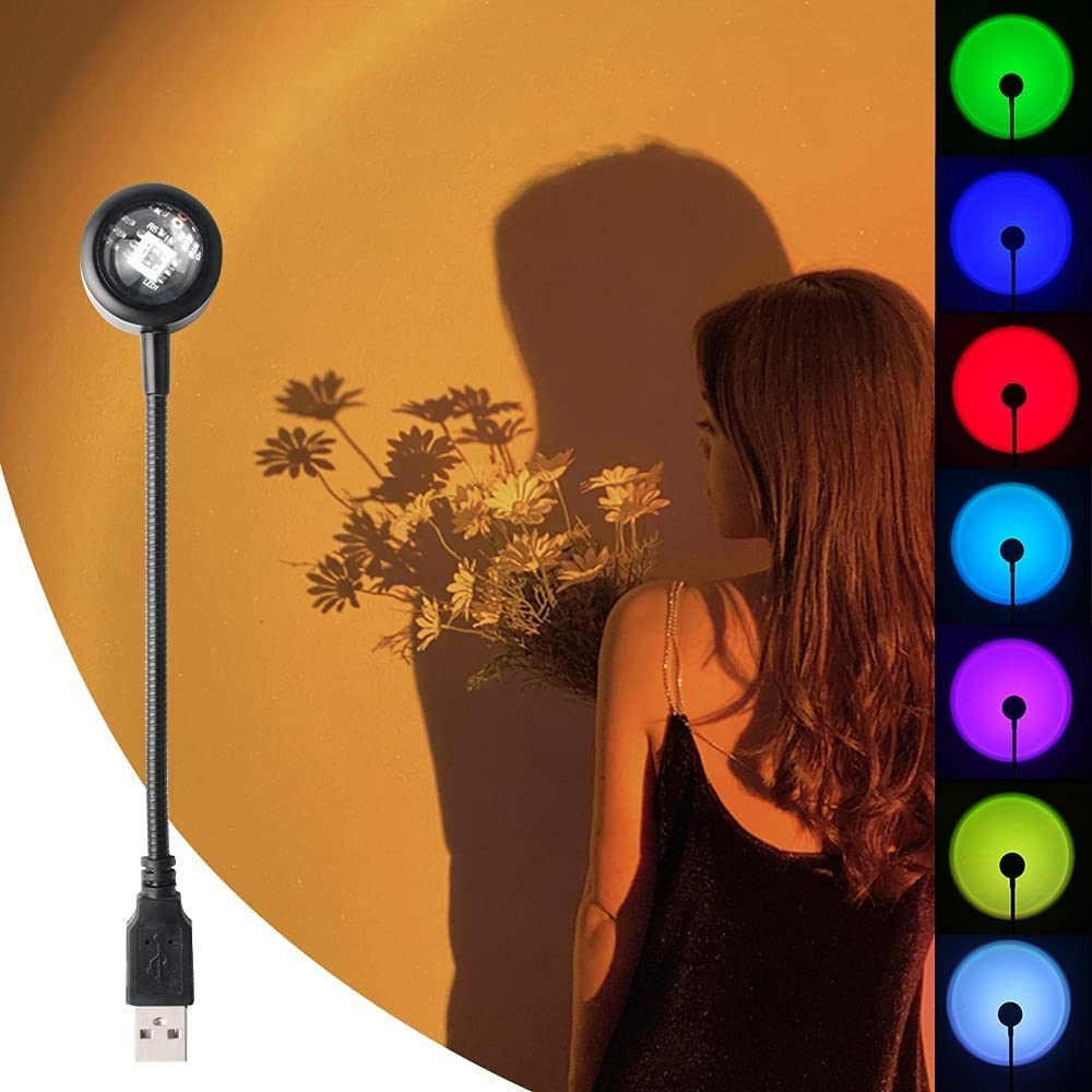 Remote Control Sunset Projection Lamp 16 Colors Changing Rainbow Sun Halo Led