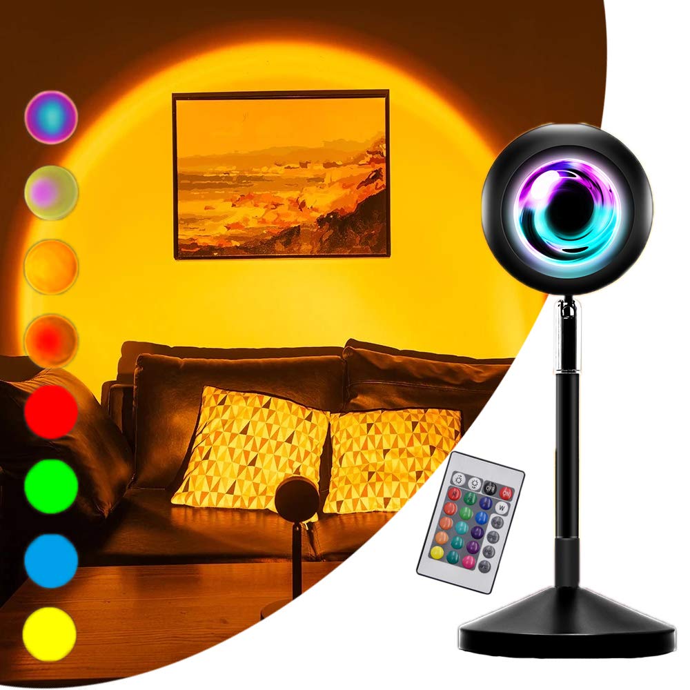 Remote Control Sunset Projection Lamp 16 Colors Changing Rainbow Sun Halo Led