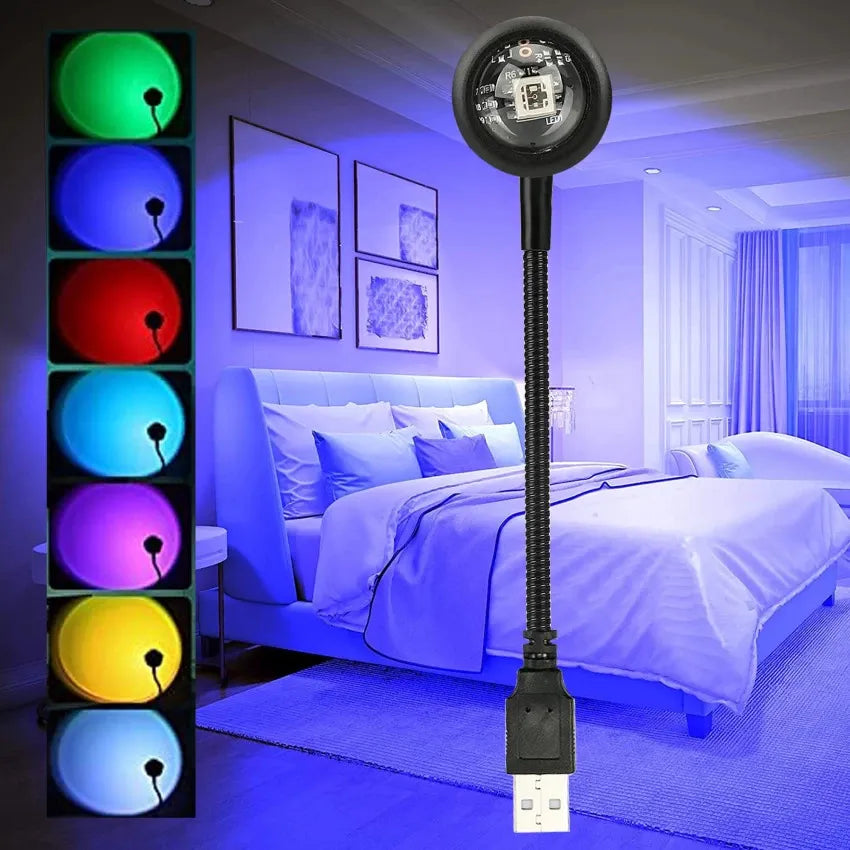 Remote Control Sunset Projection Lamp 16 Colors Changing Rainbow Sun Halo Led